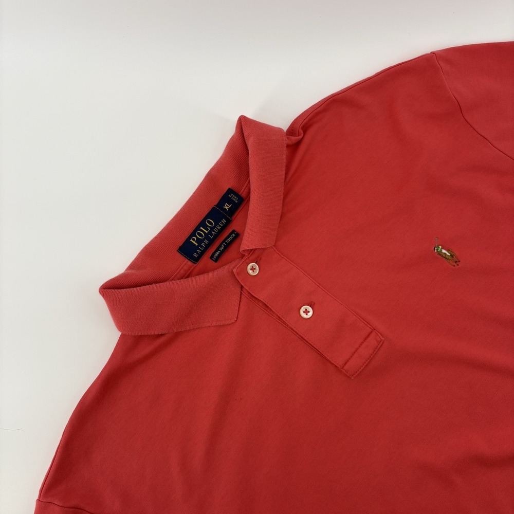 Polo Ralph Lauren Shirt Men Sz XL Solid Coral Pima Soft Touch Classic Pony Polo